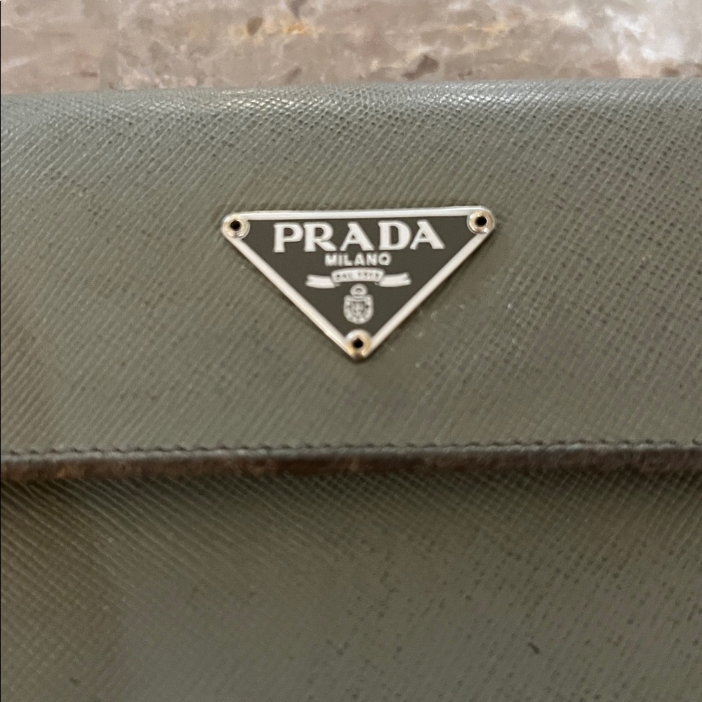 Prada olive Leather Wallet. Lots of life left 
GUC. Leather is in good shape - Picture 3 of 12